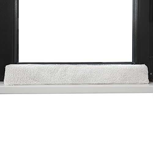 Urhome Zugluftstopper aus Schurwolle für Fenster | 90cm Natur Klettverschluss | Selbstklebende Türbodendichtung | einseitige Türisolierung | Schutz vor Lärm und Zugluft Cover