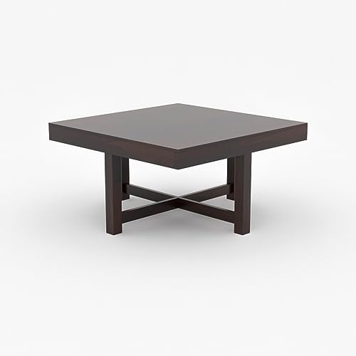 Image of Sheeshsam Wooden Coffee Table with 4 Stools for Living Room - Solid Wood Coffee Table with Seating Stools Tea Table Teapoy Center Piece for Home Sofa Center Table (Alving Walnut)