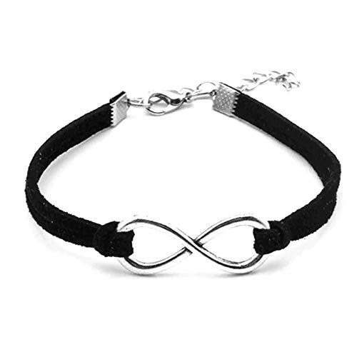 Preisvergleich Produktbild EROSPA® Armband - Unendlichkeits-Zeichen Acht Unendlichzeichen - Damen / Mädchen - Schwarz / Silber