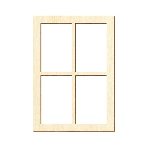 Holz Fenster eckig - Deko Modellbau Größenauswahl, Größe:150 x 105mm, Fenster:Modell 3 Holz Fenster eckig - Deko Modellbau Größenauswahl, Größe:150 x 105mm, Fenster:Modell 3