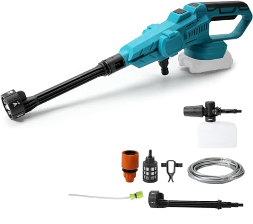 Akku Hochdruckreiniger, 80 BAR für Makita 18V Tragbarer Hochdruckreiniger mit 6-IN-1 Düse, Bürstenloser Motor,380L/H(6.3L/min),für Auto, Terrasse, Rasen (Ohne Akku)