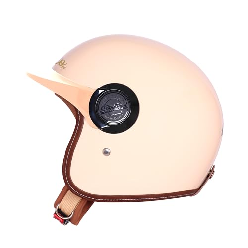 Image of Steelbird SBH 65 Retro 3.0 DOT and ISI Certified Open Face Helmet for Men and Women (X-Large 620 MM,Glossy Coral Peach)