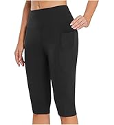 Capri Leggings for Women Knee Length High Waisted Yoga Pants Casual Summer Workout Exercise Bike ...