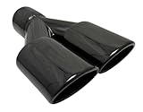 Exhaust Tip 2.25 In Inlet Dual 3.00 Oval X 2.50 High Outlets 9.75 In Long Resonated Black 304 Stainless WDOR30250975-225-GBK-SS Wesdon Exhaust Tip
