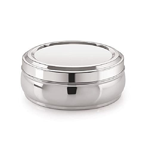 EPISENT | Masala Dabba | Spices Box| Stainless steel container having 7 small bowls and one spoon inside | Steel Lid