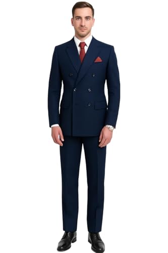 Image of Men's 2 Piece Double Breasted Suit (Black)