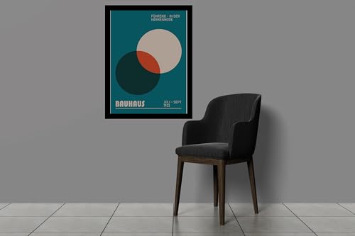 Image of BLINKART Vintage Bauhaus Retro Geometric Aesthetic Poster Gallery | Colorful Wrap Framed For Home Office Studio Living Room Modern Art Studio Decoration Abstract Shapes | (d86) | 13x10 Inch
