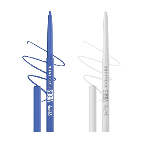 Image of Glam21 Peppy Vibes Eyeliner |Matte Finish Stays up to 10 Hours | Smudge-Proof & Water-Proof | Long Lasting Eyeliner | Precision application | Pack of 2, 0.4gm Each (Blue Fizz & Snowflake)