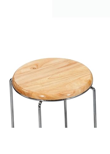 Image of NGFC Steel Stool with Wooden Round Top - Multipurpose Indoor /Outdoor Stool for Home, Kitchen, Office, Cafe, Medical, and Bar Use, Pack of 1