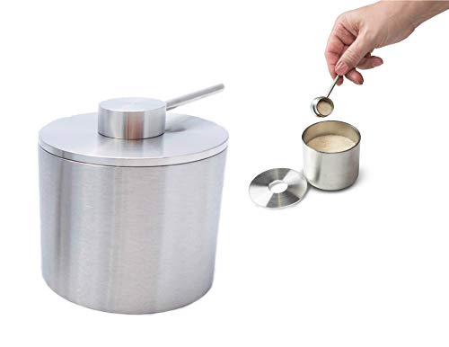 Grind Gourmet Salt Cellar, Spice Jars Stainless Steel, Storage Spice Jars Silver Cellar With Spoon...