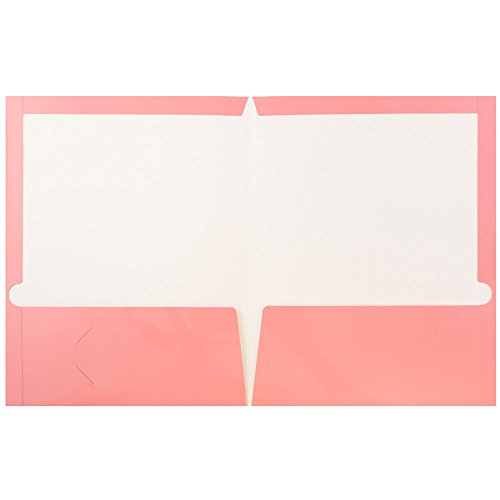 Jam Paper Laminated Two Pocket Glossy School Folders - Letter Size - High Gloss Baby Pink Pastel - Bulk 25/Pack #TOP3