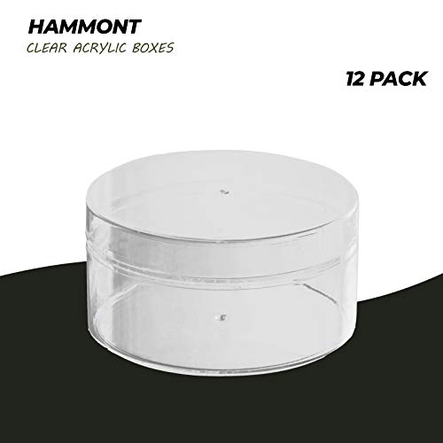 Hammont Clear Acrylic Boxes Round - 12 Pack - 4”X2” - Small Circle Lucite Containers For Candies, Gifts, Weddings, Party Favors, Treats & Accessories, Plastic Storage Boxes #TOP3