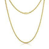 XANAYXWJ Auténticas Cadenas de eslabones Trenzados con Corte de Diamante y Cuerda chapada en Oro de 1 mm a 5 mm, 16 '' 30 '', para Hombres y Mujeres