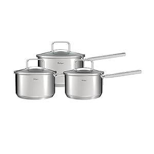 3-PCS Set Stainless Steel Saucepan with Lid, 16/18/ 20 cm Saucepan，Suitable for All Hobs
