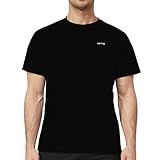 Men's Swim Shirts UPF 50+ Short Sleeve Quick Drying Rash Guard Rashguard Crew Surfing Tee Black M