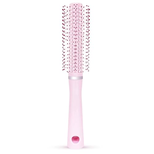 Arthaxi Curly Hair Brush for Women, Barrel Round Hairbrush for Quick Blow Dry Travel Size for On-the-go, Detangler Brush for Hurt-free Detangling on All Hair Vibes, Pink, 1 Pack