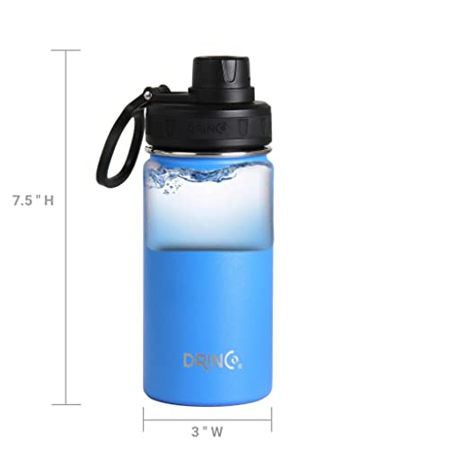 Image of Drinco Stainless Steel Water Bottle Spout Lid Vacuum Insulated Double Wall Water Bottle Wide Mouth Leak Proof Keep Cold Sport Camping Hiking (14oz Royal Blue)