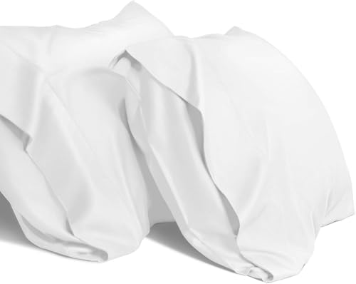 Image of Mush Bamboo Pillow Cover Set of 2 | 100% Bamboo Pillow Cover for Hair and Skin | 250 TC | Breathable, Silky Soft and Envelope Pillowcases | 17 inchx27 inch (250 TC, White)