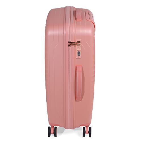 Image of ROMEING Sicily 20 inch, Polypropylene Luggage, Hard Sided, (Pink 55 cms) Small Cabin Trolley Bag | 8 Spinner Smooth Wheels | TSA Lock | Unbreakable | Men & Women & Kids