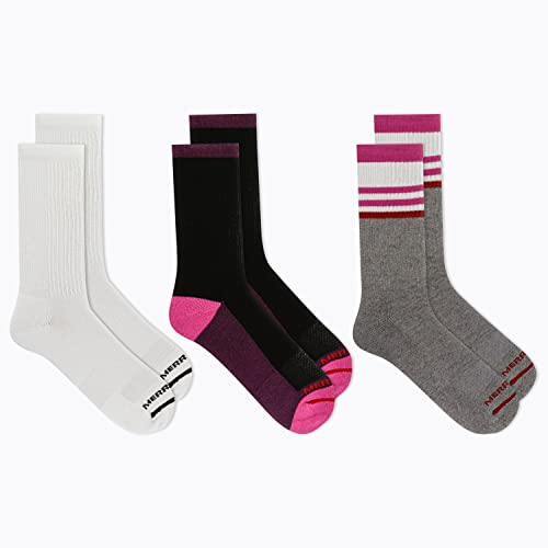 Image of Merrell Unisex Adult Men's and Women's Cushioned Cotton Crew Socks - 3 & 6 Pairs - Breathable Mesh Comfort Zones