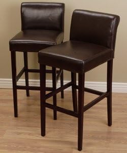 Cosmopolitan Dark Brown Leather Counter Stools (Set of 2)