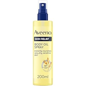 Aveeno Skin Relief Body Oil Spray, With Oat Oil & Jojoba Oil, Suitable For Sensitive Skin, Instantly Nourishes Very Dry, Sensitive Skin, Suitable for a Massage, 200ml