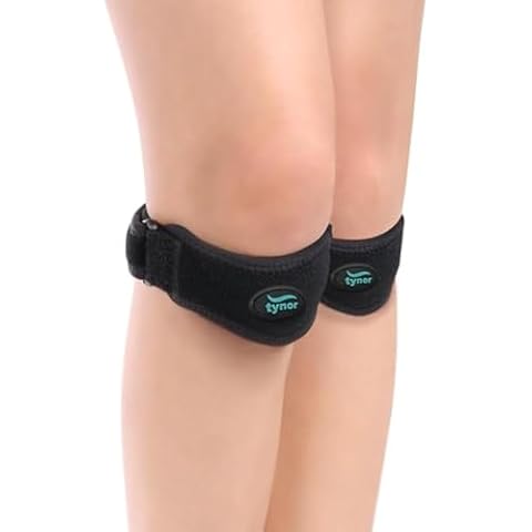 TYNOR Patellar Tendon Knee Support Strap 2 Pack Adjustable Neoprene Knee Stabilizer Band With Gel Pad Knee Brace For Knee Pain, Tendonitis, Running, Hiking, Basketball Volleyball Tennis, One Size Cover