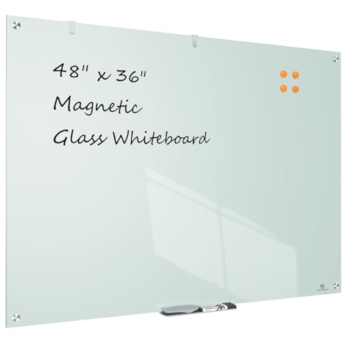 Glass Dry-Erase Board, 48 x 36 White