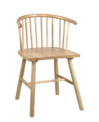 KAYELLES - Silla de barrotes de madera maciza de caucho, color claro, estilo retro vintage bistró Western Windsor MINO (madera natural)