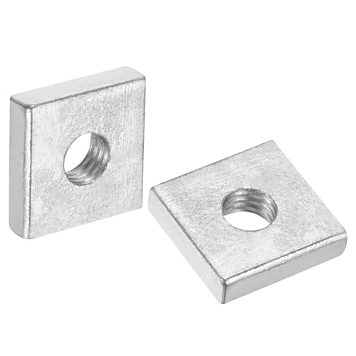 uxcell 200Pcs M6x15mmx4mm Square Nuts, Carbon Steel Zinc Plated Coarse Thread Square Nuts Fasteners for Home Repairs and Professional Engineering, Silver
