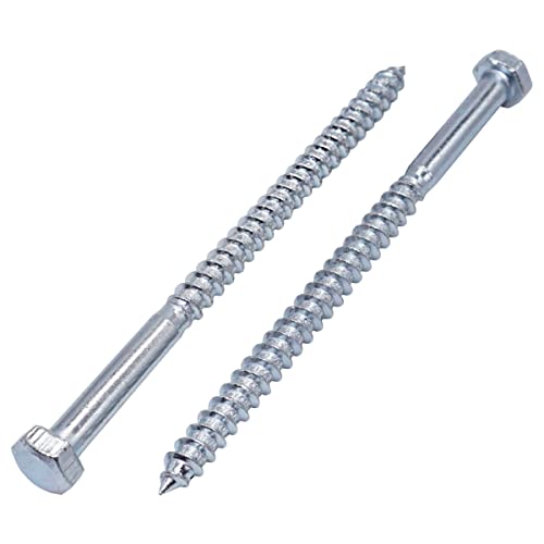 (Pack of 50 pcs) DIN 571 Zinc Plated Steel Hexagon Wood Screws M6 x 90 mm, Hex Screw, Lag Bolts, Hex Head, Coach Screws (50, M6 x 90 mm)