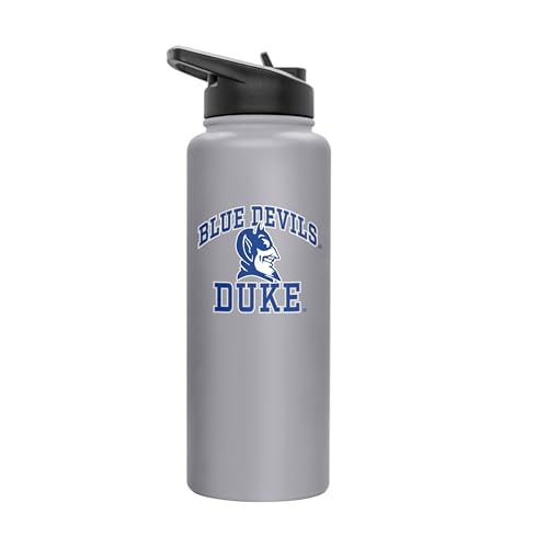 Image of Logo Brands NCAA Duke Blue Devils Athletic 34 oz Stainless Steel Quencher Bottle - Double-Wall Insulated, No-Spill Lid, Easy Carry Handle - Keeps Drinks Cold For Hours