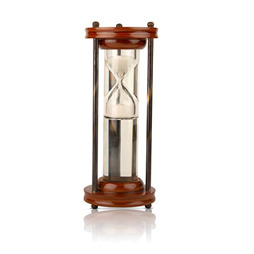 1-3 Minute Hourglass Sand Timer Water Clock With Sparkling White Sand 8.6" Brass