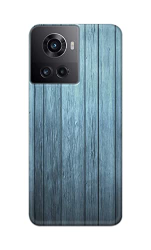 Image of Printed Hard Back Cover Case for OnePlus 10R 5G 80W | 150W Back Cover (Wooden Blue) -702
