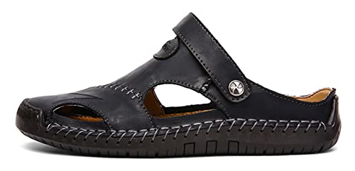 Honeystore Men's Leather Hollow Athletic Sandals Slip-on Roman Casual Shoes2