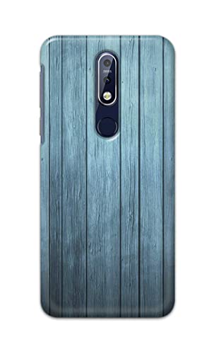 Image of Printed Hard Back Cover Case for Nokia 7.1 Back Cover (Wooden Blue) -1302