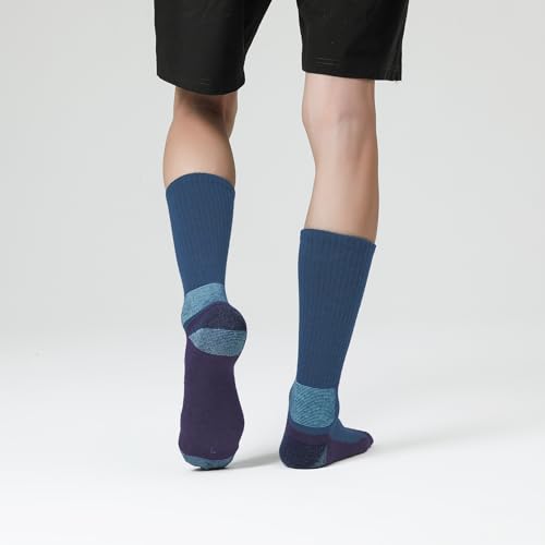 Image of WANDER Merino Wool Crew Socks 3 Pairs Lightweight Cushion Boot Sock | Breathable, Moisture-wicking, Temperature Control, Odor-control, Anti-blister, Light Hiking Running, Everyday