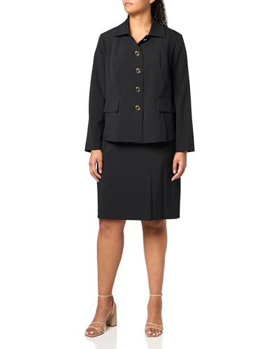 Women's Stretch Crepe 3-Button Jacket & Flounce Skirt 2pc Set