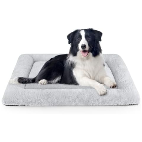 SIWA MARY Dog Bed Mat Soft Crate Pad Washable Anti-Slip Mattress for Large Medium Small Dogs and Cats Kennel Pad(35'' x 23'' Grey) Cover