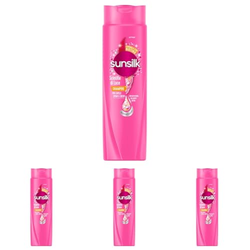 Sunsilk, Shampoo Scintille di Luce, Shampoo Anticrespo Districante, Dona Lucentezza al Capello, Formula Active-Fusion con Olio di Jojoba, Collagene e Biotina, 400 ml (Confezione da 4)