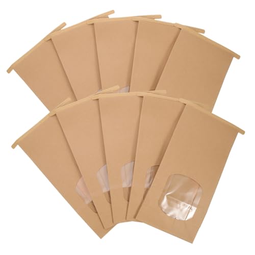 MUCKLILY 50pcs Clear Window Bakery Bags Grease Resistant Toast Paper Bags for Cookies Pastries Sandwiches for Baked Goods Packaging and Storage