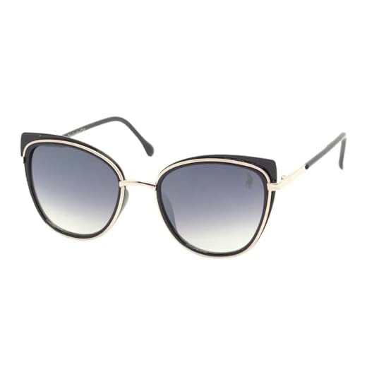 Óculos de Sol Polo London Club Gateado Médio com Lentes Degradê UV400 contém Case Couro ECO, Feminino (Preto brilho)