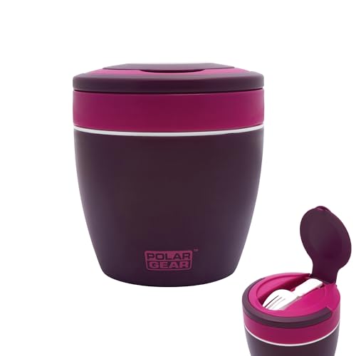 Polar Gear Microwavable Food Containers with Fold Away Cutlery, Polypropylene, 500 milliliters, Red