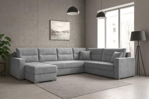 Generisch Captain U Paros 5 Sofa Couch Garnitur mit Schlaffunktion Wohnlandschaft U-Form mit Bettkasten
