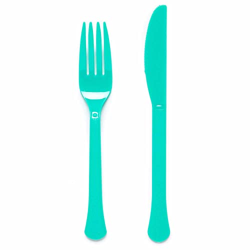 Amscan 9915411-207 - Pastel Mint Green Eco-Friendly Re-usable Dishwasher Safe Mixed Cutlery - 24 Pack