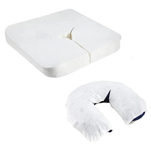 YIDUHAO Disposable Face Cradle Covers,100 Count White Massage Face Covers Disposable Face Rest Covers Face Cradle/Head Cradle Covers/Massage Pillow/Massage Cover