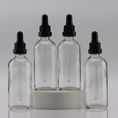 Yizhao遮光瓶スポイト100ml透明、アロマオイル保存容器 精油瓶 ガラススポイトボトル, 為に エッセンシャルオイル、精油小分け、マッサージ、フレグランス、アロマテラピー、実験室用-4本
