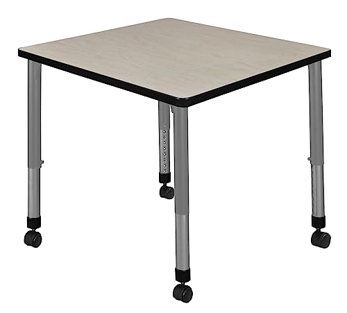 Romig Kee Square Grey Classroom Activity Table & Chairs Height adjustable4, 36 x 36, Maple