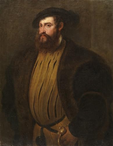 Cuadro de Hernán Cortés por Rubens en lienzo decorativo de 60x90cm para pared de salón