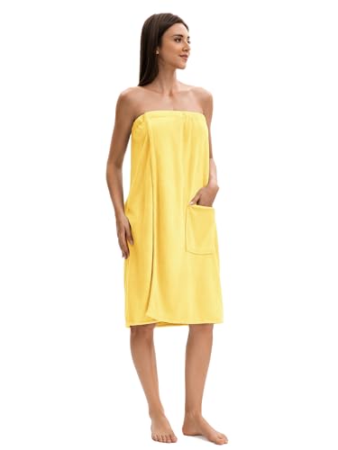 Image of Towel Wrap For Women After Shower,Plush Bath Robe Female,Sauna Spa Wrap Around Towels With Pockets